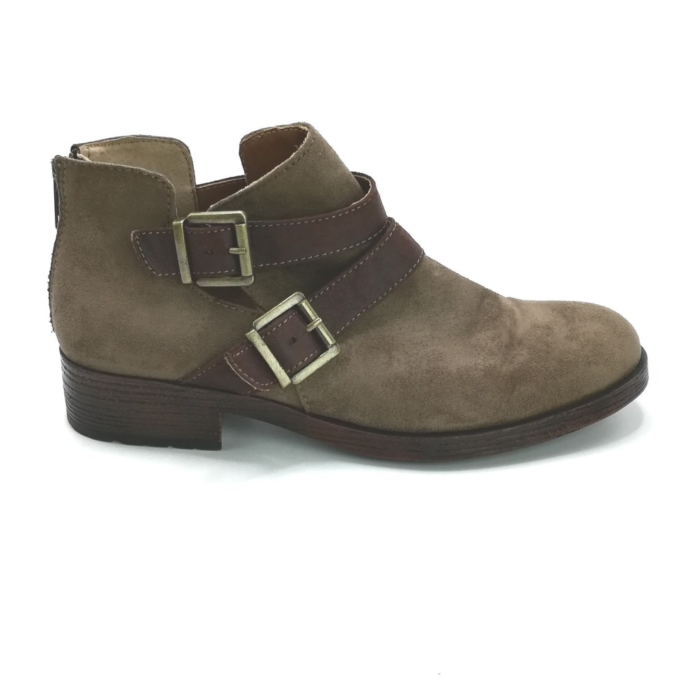 BOC Shoes Women Boot Ankle Bootie‎ Sophie Brown Faux Suede Harness Boho Zip 7.5